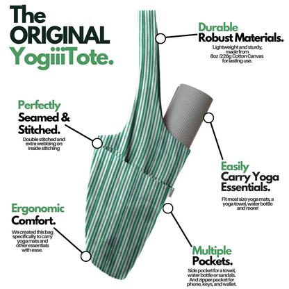 YogiiiTote (Striped Emerald Green)