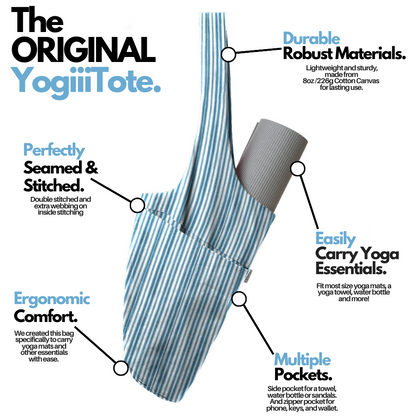 YogiiiTote (Striped Iceberg Blue)